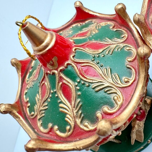 Vintage Christmas Carousel Horse Ornaments Set Of 7 - 4"x3" Red & Green - Picture 9 of 10